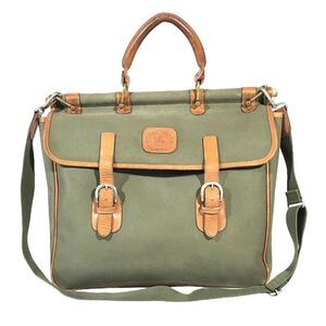 BURBERRYS Canvas Messenger Bag With Top Handle and Adjustable Leather Straps